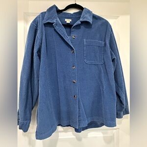 Women’s L.L. Bean Blue Corduroy 100% Cotton Button-Down Size XL